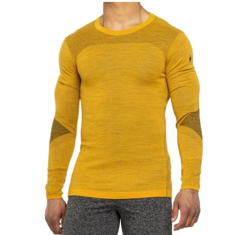 Smartwool Intraknit Thermal Merino Base Layer Winter Sports Crew Yellow XL